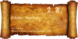 Kádár Márton névjegykártya